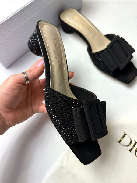 Шлепки Christian Dior женский стразы черный 114738-3