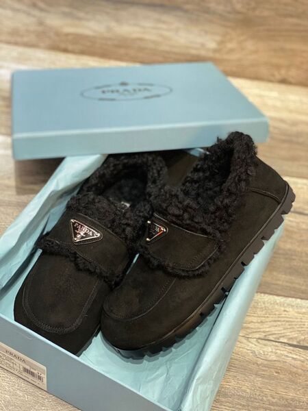 Слипоны Prada женский замша черный 70993-2