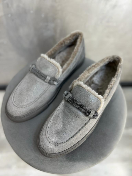 Лоферы Brunello Cucinelli женский замша графитовый 39778-4