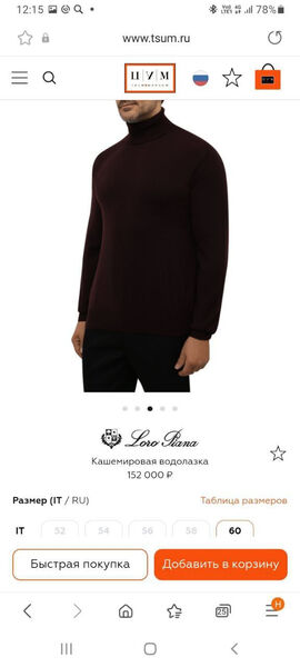 Мужская водолазка Loro Piana мужской черный 132940-6