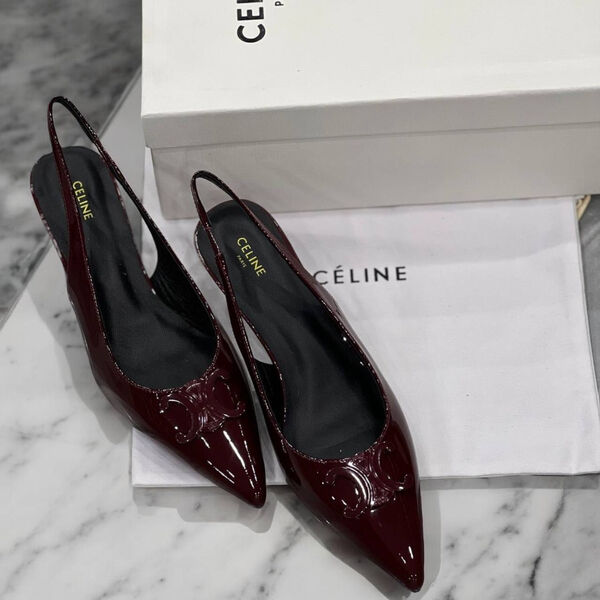 Туфли Celine женский кожа бордовый 172358-2