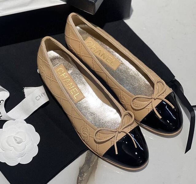Балетки Chanel женский кожа бежевый 117642