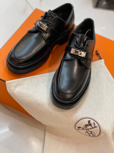 Дерби Hermès женский кожа черный 16349-7