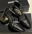 Туфли Chanel женский кожа swift черный,серебристый 163296