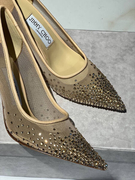 Туфли Jimmy Choo женский текстиль бежевый 98969-2