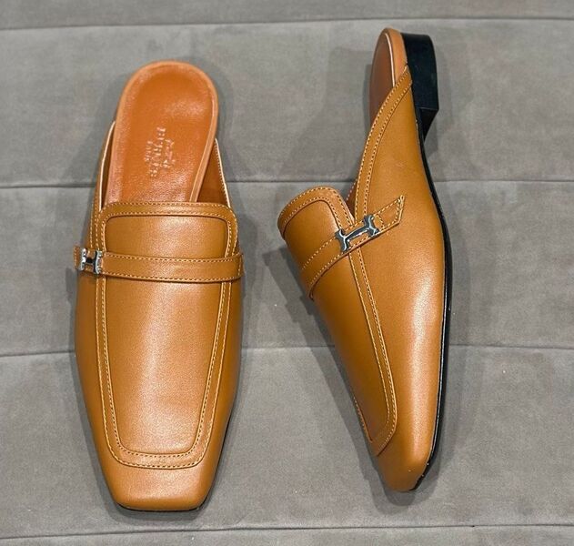 Мюли Hermès женский кожа бежевый 117057