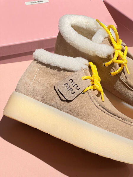 Ботинки Miu Miu женский замша бежевый 164444-3