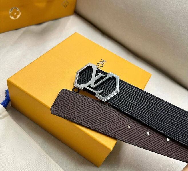 Мужской ремень двухсторонний Louis Vuitton мужской кожа черный 135958-5