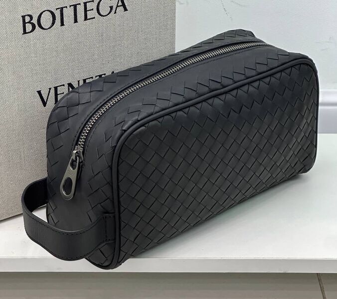 Мужской несессер косметичка Bottega Veneta мужской кожа черный 152930
