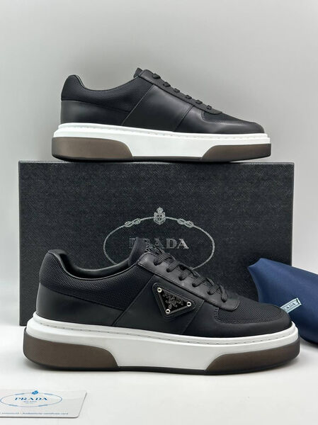 Мужские кроссовки Prada мужской кожа черный 151923-5