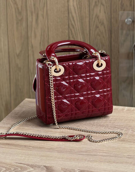 Сумка Christian Dior Lady женский кожа бордовый 194008-2