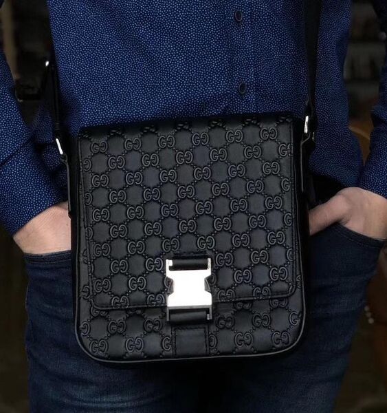 Мужская сумка мессенджер Gucci мужской кожа черный 42754