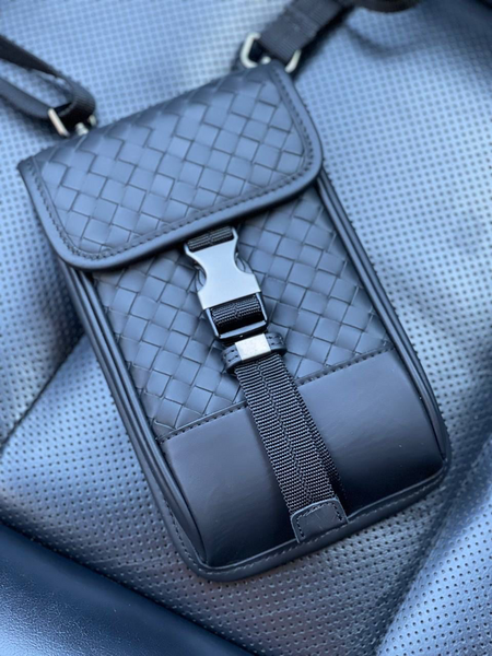 Мужская сумка мессенджер Bottega Veneta мужской кожа черный 42694-2