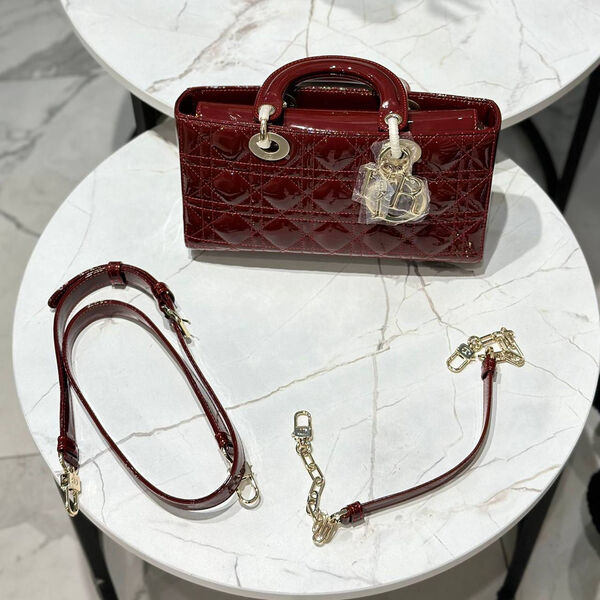 Сумка Christian Dior Lady женский кожа бордовый 142729-3