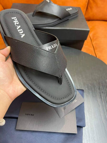 Мужские шлепки Prada мужской кожа черный 135351-4