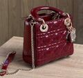 Сумка Christian Dior Lady женский кожа бордовый 194008-1
