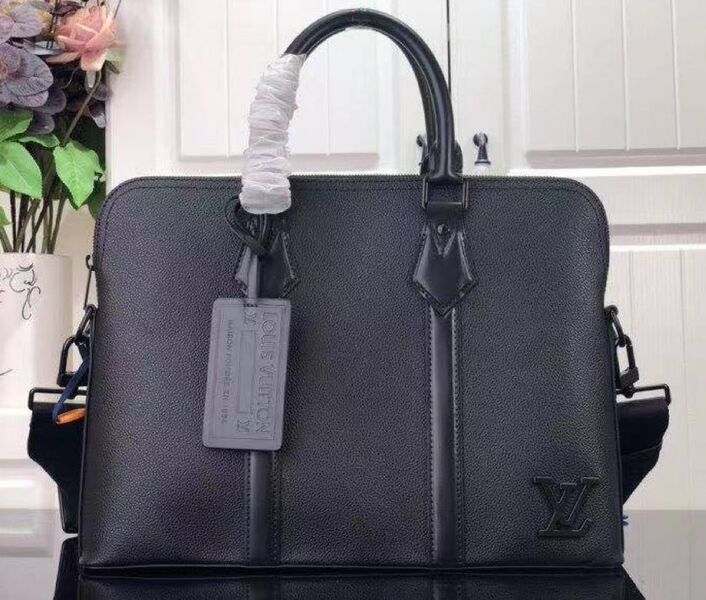 Мужской портфель Louis Vuitton мужской кожа черный 52092