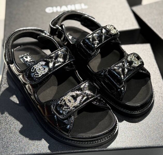 Сандалии Chanel женский кожа черный 185832