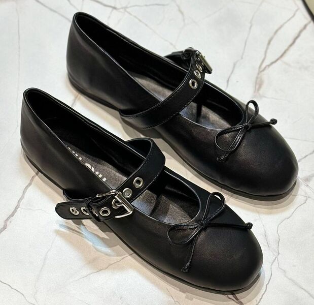 Балетки Miu Miu женский кожа черный 149466