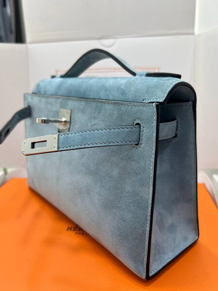 Сумка Hermèskelly Pochette женский замша бирюзовый 155754-5