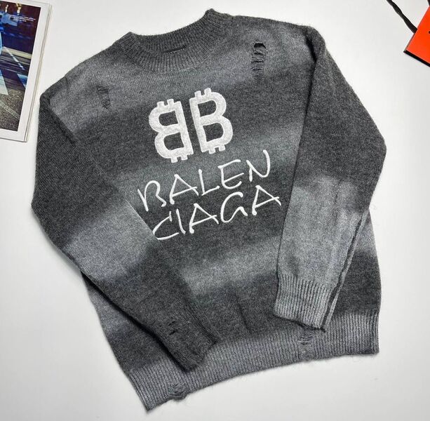 Мужской свитер Balenciaga мужской вязаная ткань графитовый 133368