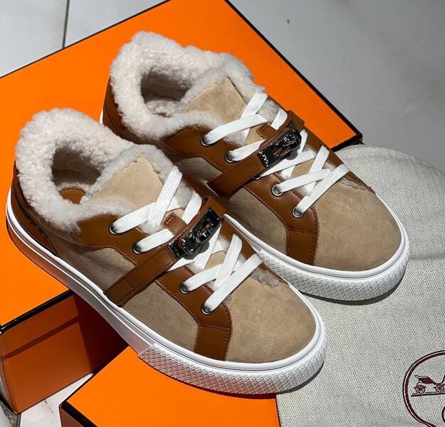 Кеды Hermès женский замша бежевый 166601
