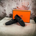 Мужские мокасины Hermès мужской замша черный 120657-2