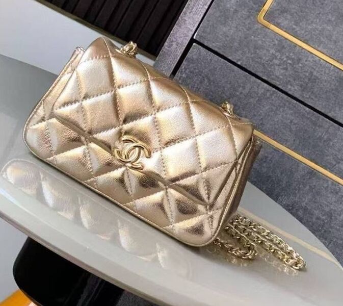 Сумка Chanel женский кожа бронзовый 186766