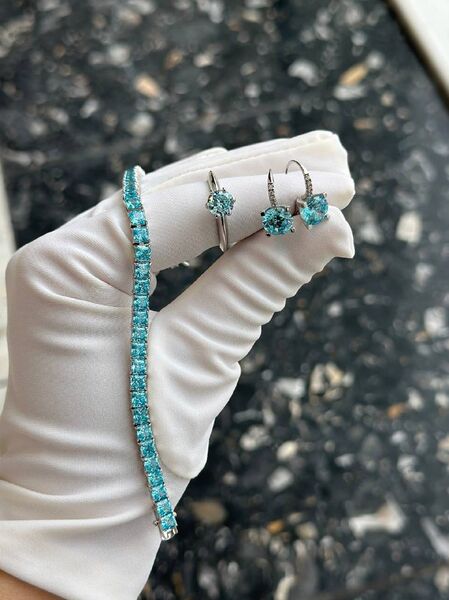 Комплект: браслет, кольцо, серьги Tiffany & Co. серебро бирюзовый h5294697-1-8