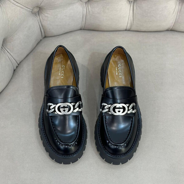 Лоферы Gucci женский кожа черный 123011-2