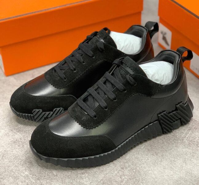 Кроссовки Hermès женский кожа epi черный 200387