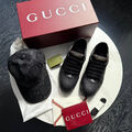 Мужские кеды Gucci мужской кожа черный 172251-2