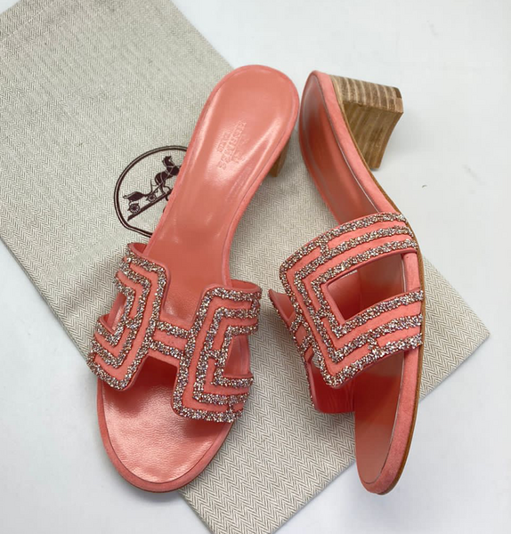 Босоножки Hermès женский кожа розовый 12320