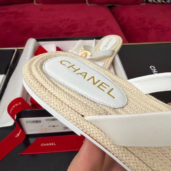 Шлепки Chanel женский кожа белый m8029067-1-5