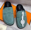 Мюли Hermès женский замша бирюзовый 107631
