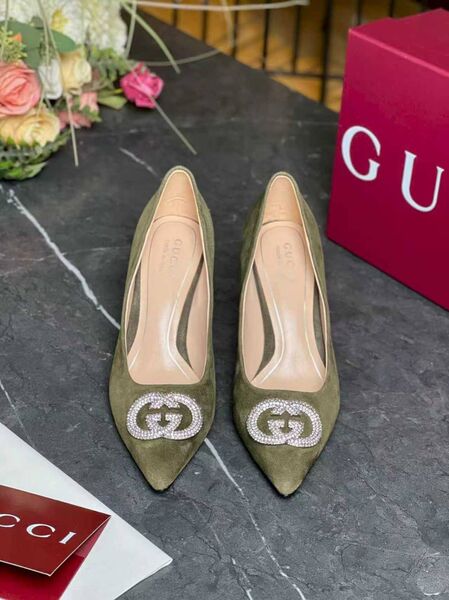 Женские туфли Gucci женский замша хаки u0695506-1-2