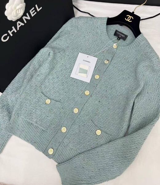 Кардиган Chanel женский вязаная ткань болотный 194958