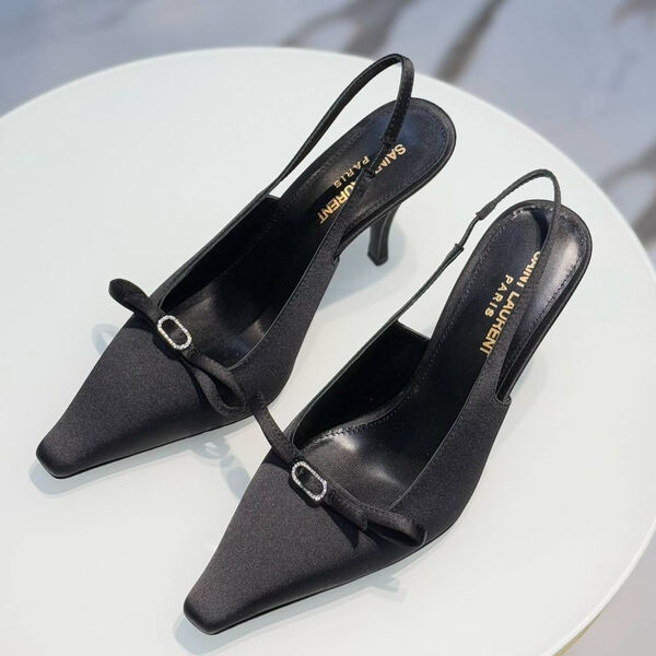 Туфли Saint Laurent женский текстиль черный 186288