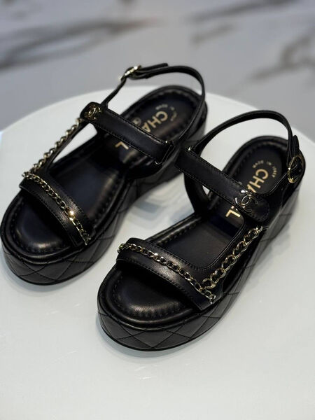 Босоножки Chanel женский кожа черный 189493-3