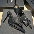Туфли Saint Laurent женский сатин черный 191532-1