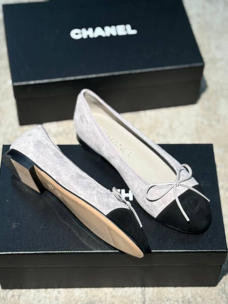 Балетки Chanel женский замша графитовый 195181-2