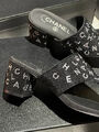 Шлепки Chanel женский стразы черный 152358-3