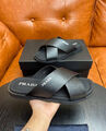 Мужские шлепки Prada мужской кожа черный 135344-2