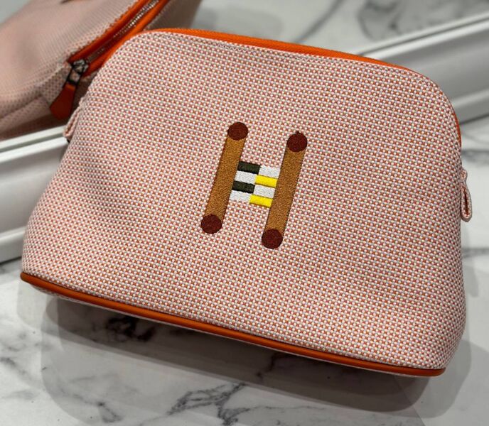 Косметичка Hermès женский текстиль оранжевый 186109