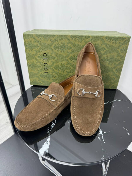 Мужские мокасины Gucci мужской замша 195817-2