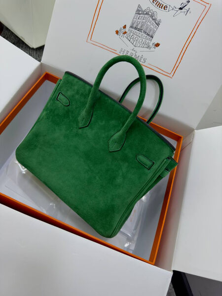 Сумка Hermès Birkin 25 женский замша болотный 155727-4