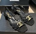 Босоножки Chanel женский замша черный,серебристый 190868