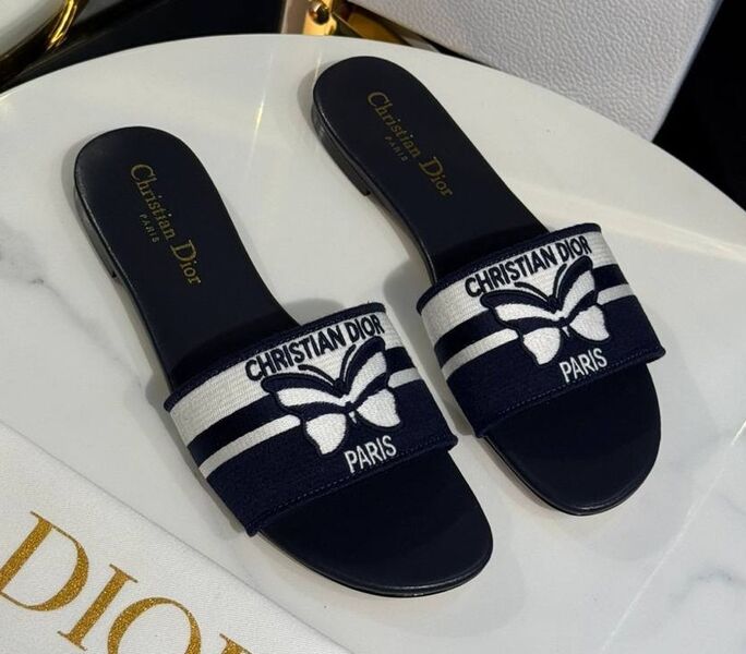 Шлепки Christian Dior женский текстиль черный 191059