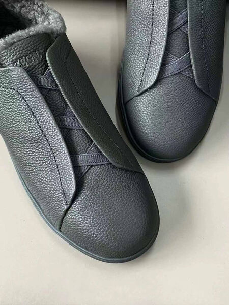 Мужские кеды Zegna мужской кожа графитовый 170247-4