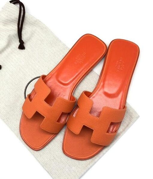 Шлепки Hermès женский оранжевый 89389